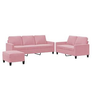 vidaXL 3-dijelni set sofa s jastucima ružičasti bar&scaron;unasti