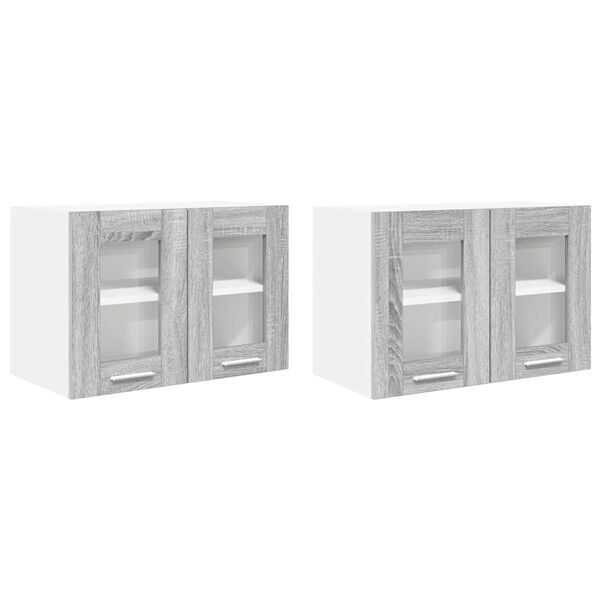 vidaXL Viseći ormarić s pohranom 2 pcs Siva Sonoma 60 x 31 x 40 cm