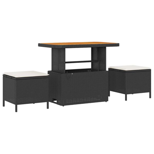 vidaXL Sjedeća garnitura za vrt s pohranom 11 pcs Crna Poli ratan