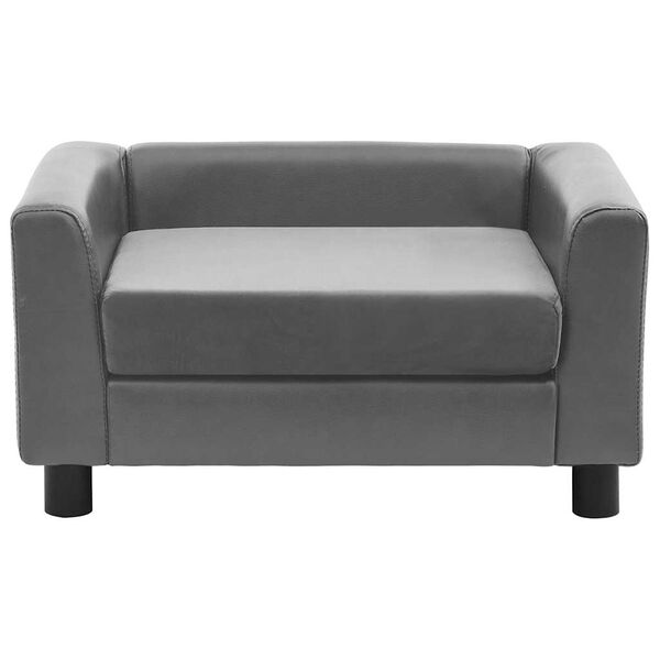 vidaXL Sofa za pse siva 60 x 43 x 30 cm od pli&scaron;a i umjetne kože