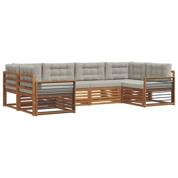 vidaXL Set vanjskih sofa s jastukom 6 pcs Prirodna i svijetlo siva
