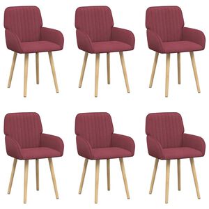 vidaXL Trpezarijske stolice 6 pcs Tkanina Vinska crvena