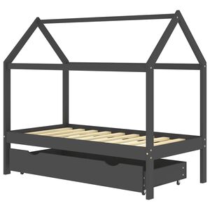 vidaXL Okvir za dječji krevet s ladicom tamnosivi 80 x 160 cm borovina