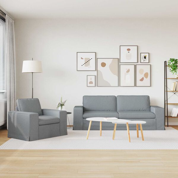 vidaXL Sofa 2 pcs Svijetlo siva