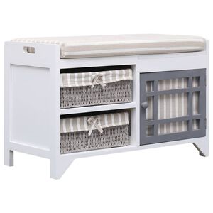vidaXL Klupa za hodnik bijela 70 x 33,5 x 45 cm od drva paulovnije