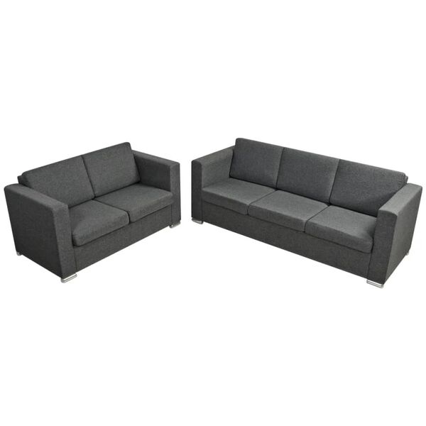 vidaXL Dvodijelni set sofa od tkanina tamnosivi