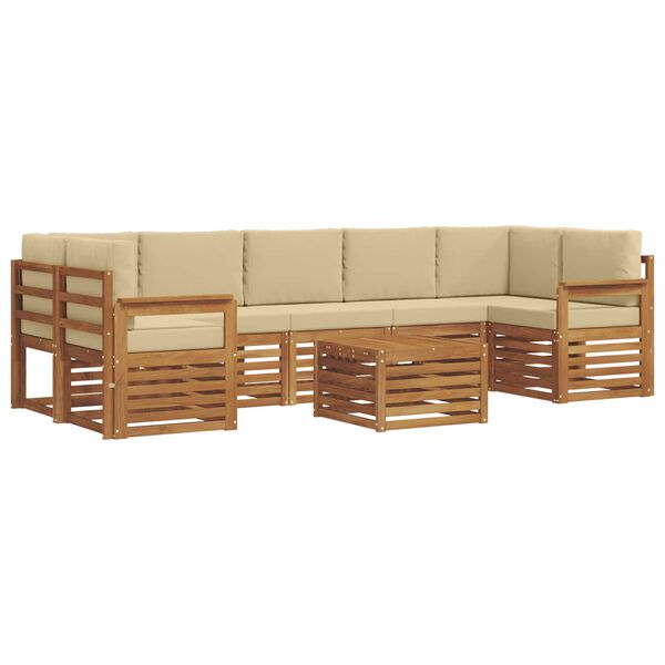 vidaXL Set vanjskih sofa 8 pcs Prirodna i bež Čvrsto drvo akacije