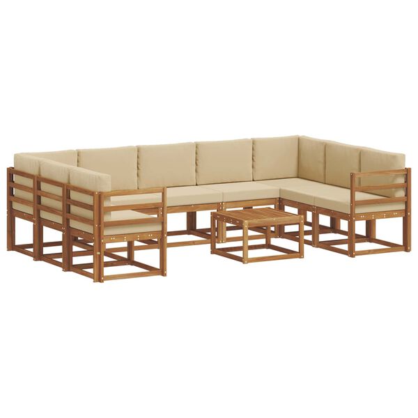 vidaXL Set vanjskih sofa s jastukom 10 pcs Prirodna i bež