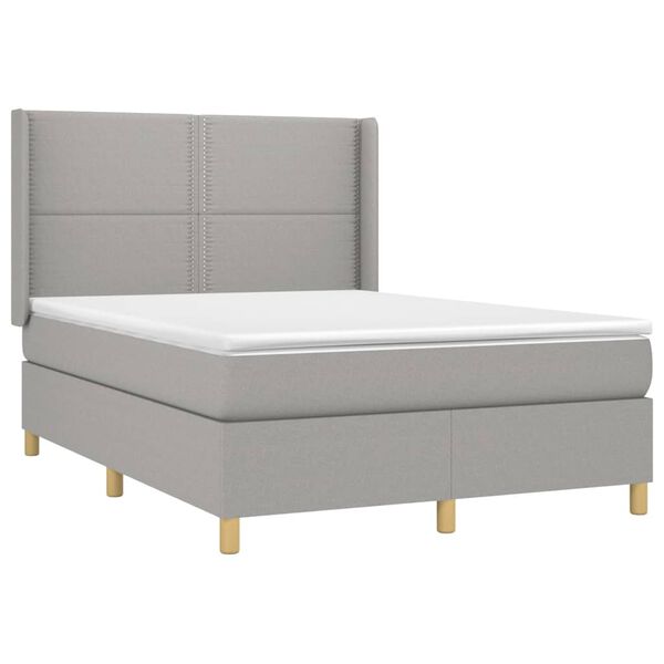 vidaXL Krevet box spring s madracem svjetlosivi 140x200 cm od tkanine