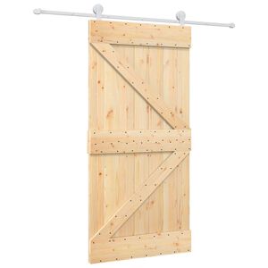 vidaXL Klizna vrata 100 x 210 cm Masivna borovina Prirodna i bijela