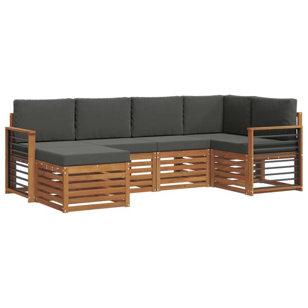 vidaXL Setovi sofa 6 pcs Prirodna i antracit Čvrsto drvo akacije
