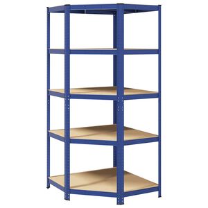 vidaXL Kutna polica na 5 razina od plavog čelika i konstruiranog drva