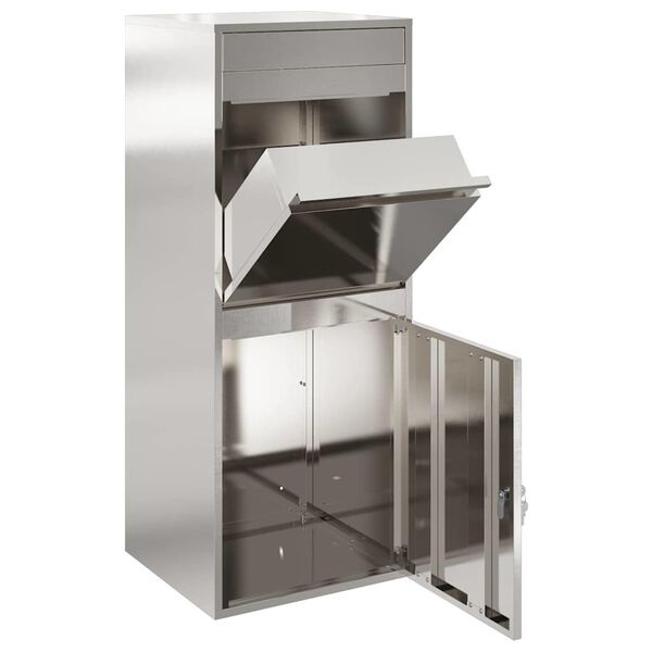 vidaXL Sandučić za pakete Srebrno 47,5 x 38 x 59 cm Nehrđajući čelik