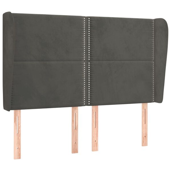 vidaXL Uzglavlje s u&scaron;ima tamnosivo 147x23x118/128 cm bar&scaron;unasto