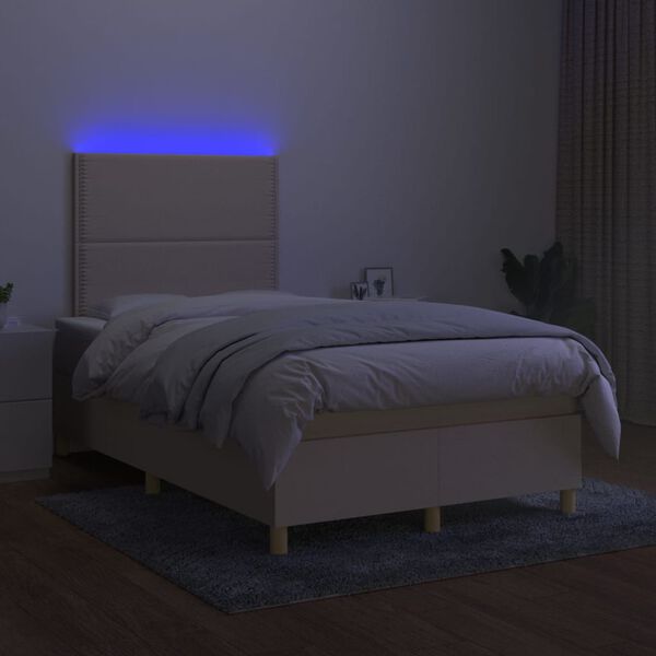 vidaXL Krevet box spring s madracem LED krem 120 x 200 cm od tkanine