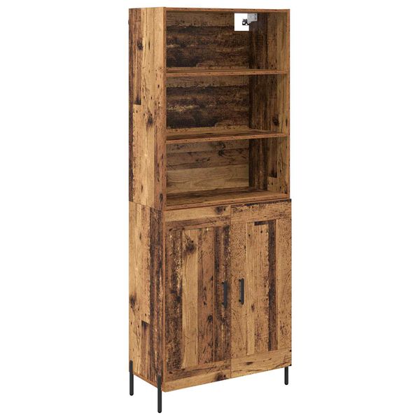 vidaXL Highboard Staro drvo 69,5 x 32,5 x 180 cm Konstruirano drvo