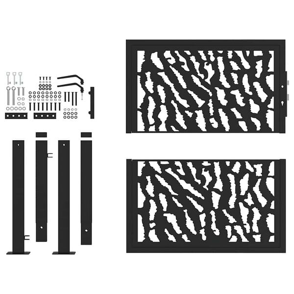 vidaXL Vrtna vrata crna 100x100 cm dizajn s čeličnim tragovima