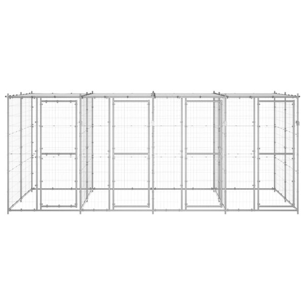 vidaXL Vanjski kavez za pse od pocinčanog čelika s krovom 9,68 m&sup2;