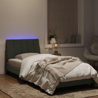 vidaXL Okvir kreveta s LED svjetlima svjetlosivi 90x190 cm baršunasti