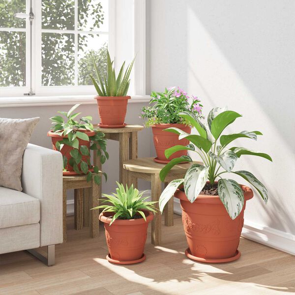 vidaXL Saksije za biljke 6 pcs Crvena cigla &Oslash; 26 x 21.5 cm Plastika