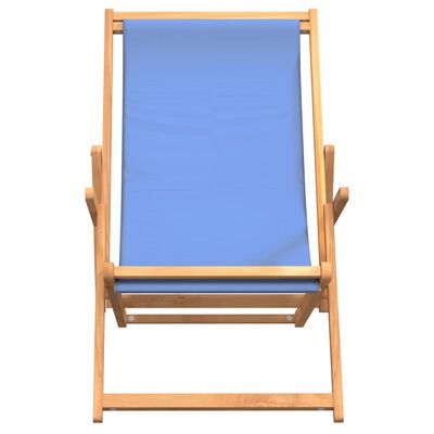 vidaXL Sklopiva stolica za plažu od masivne tikovine plava