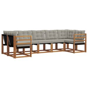 vidaXL Set vanjskih sofa s jastukom 7 pcs Prirodna i svijetlo siva