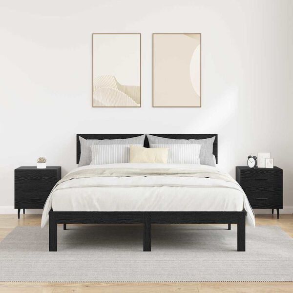 vidaXL Noćni ormar s ladicama 2 pcs Crni hrast 40 x 35 x 47,5 cm