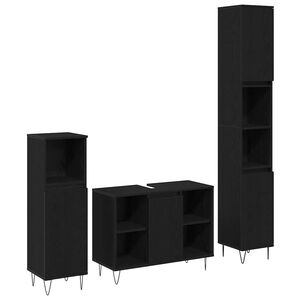 vidaXL Set namje&scaron;taja za kupaonicu 3 kom. Crni hrast 30 x 30 x 180 cm