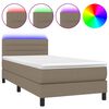 vidaXL Krevet box spring s madracem LED smeđesivi 100x200 cm tkanina