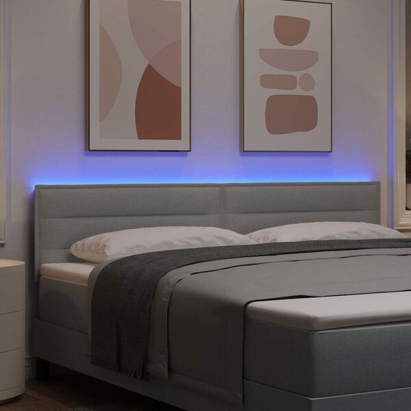 vidaXL LED glava kreveta S LED lampica Svijetlo siva 180 cm Poliester