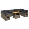 vidaXL 11-dijelni set vrtnih sofa od poliratana s jastucima sivi