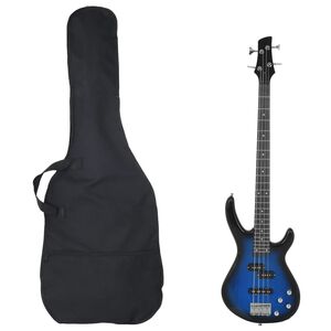 vidaXL Električna bas gitara za početnike s torbom plavo-crna 4/4 46 "