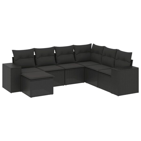 vidaXL 7-dijelni set vrtnih sofa od poliratana s jastucima crni