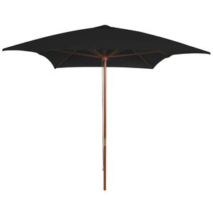 vidaXL Vrtni suncobran s drvenim stupom 200 x 300 cm crni