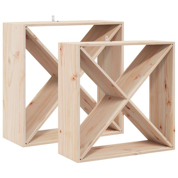 vidaXL Stalak za vino 2 pcs Prirodna 62 x 25 x 62 cm
