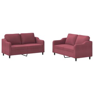 vidaXL 2-dijelni set sofa s jastucima crvena boja vina od tkanine
