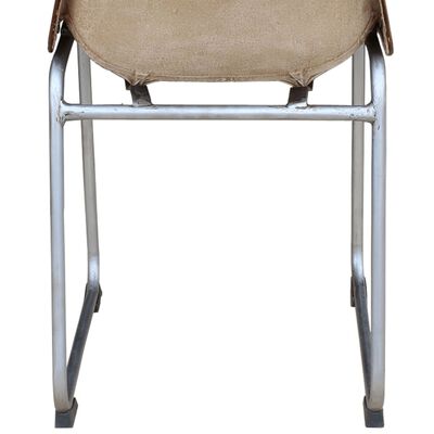 vidaXL Blagovaonske stolice 2 kom smeđe i bež od prave kože i platna