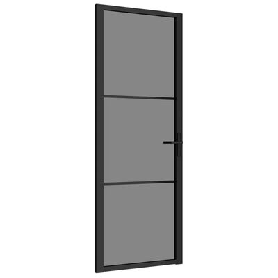 vidaXL Unutarnja vrata 76 x 201,5 cm crna od ESG stakla i aluminija