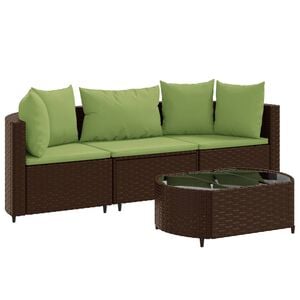 vidaXL 4-dijelni set vrtnih sofa od poliratana s jastucima smeđi