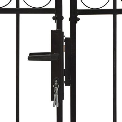 vidaXL Dvostruka vrata za ogradu s lučnim vrhom čelična 400x200 cm crna