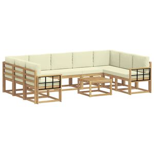 vidaXL Set vanjskih sofa 10 kom. Bijela i krem Poliester