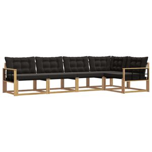 vidaXL Set vanjskih sofa s jastukom 5 pcs Bijela i crna