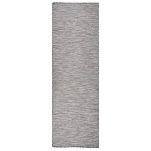 vidaXL Vanjski tepih ravnog tkanja 80 x 250 cm smeđe-plava