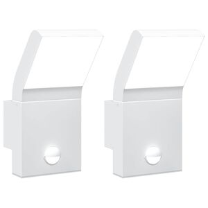 vidaXL Vanjske LED zidne svjetiljke sa senzorima 2 kom bijele aluminij