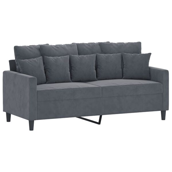 vidaXL 2-dijelni set sofa s jastucima tamnosivi baršunasti