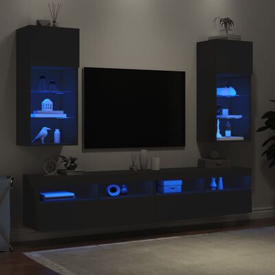 vidaXL TV ormarići s LED svjetlima 2 kom crni 40,5 x 30 x 90 cm