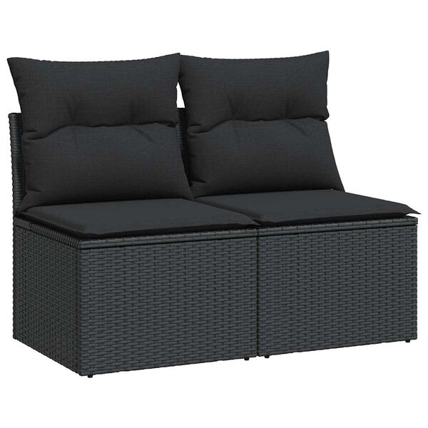 vidaXL 2-dijelni set vrtnih sofa s jastucima crni od poliratana bagrem