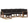 vidaXL Set vanjskih sofa s jastukom 6 pcs Prirodna i crna
