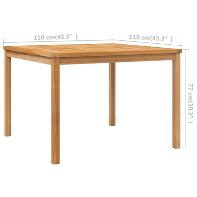 vidaXL Vrtni blagovaonski stol 110 x 110 x 77 cm od masivne tikovine
