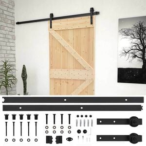 vidaXL Klizna vrata Prirodna i crna 80 x 210 cm Masivna borovina